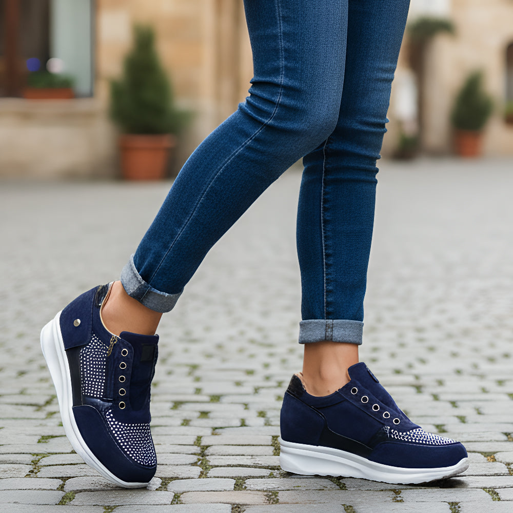 Damskie ortopedyczne sneakersy buty z zamkiem i amortyzującą podeszwą