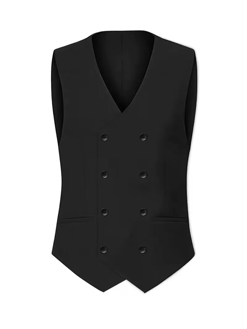Męski Garnitur 3-Częściowy Slim Fit – Elegancki Garnitur z Dwurzędową Kamizelką