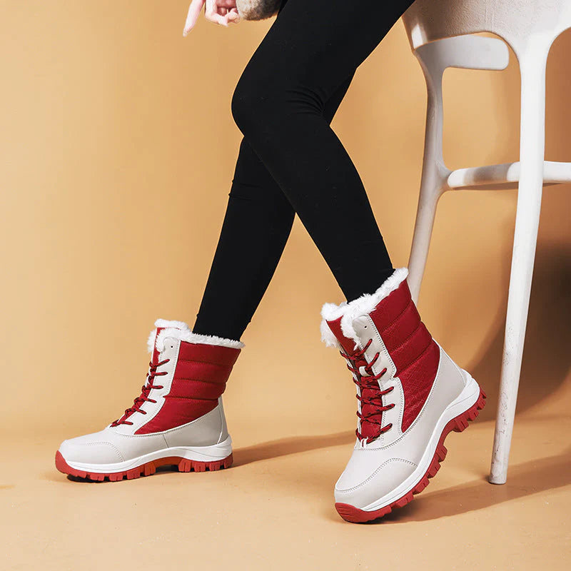 Damskie śniegowce ocieplane z antypoślizgową podeszwą i sznurowaniem