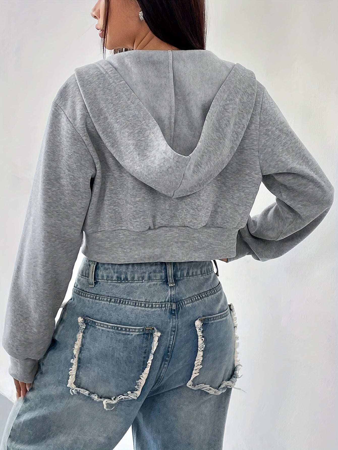 Damska Krótka Bluza z Kapturem na Zamek