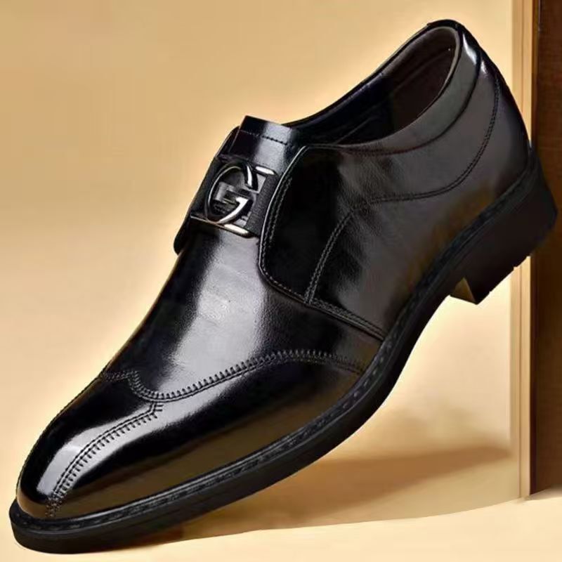 Męskie skórzane półbuty eleganckie z klamrą