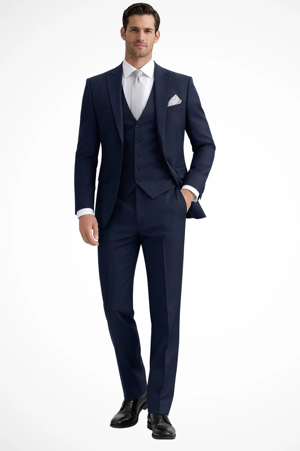 Męski Garnitur 3-Częściowy Slim Fit z Kamizelką i Marynarką