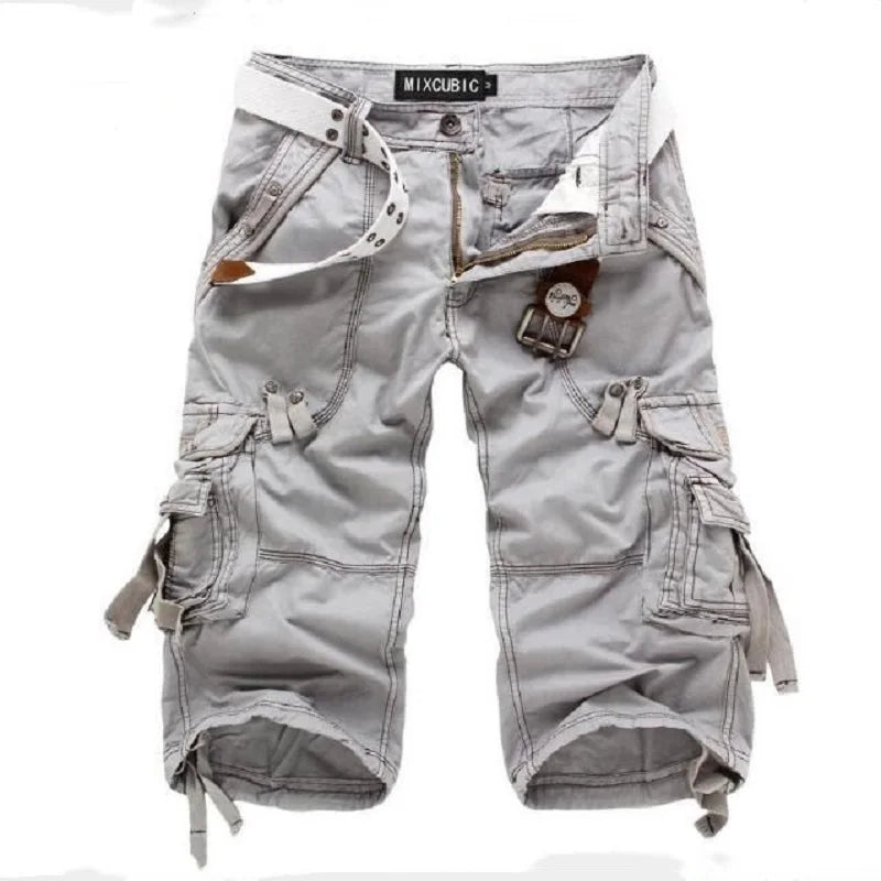 Męskie Szorty Cargo z Wieloma Kieszeniami – Krótkie Spodenki Bawełniane Outdoor i Casual