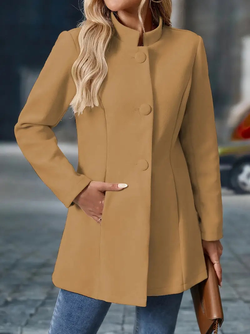 Juliette | Elegancki płaszcz z kołnierzem typu stójka i guzikami 16