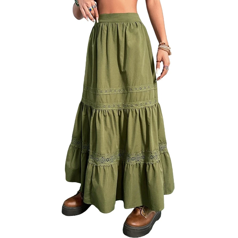 Boho spódnica maxi z falbanami
