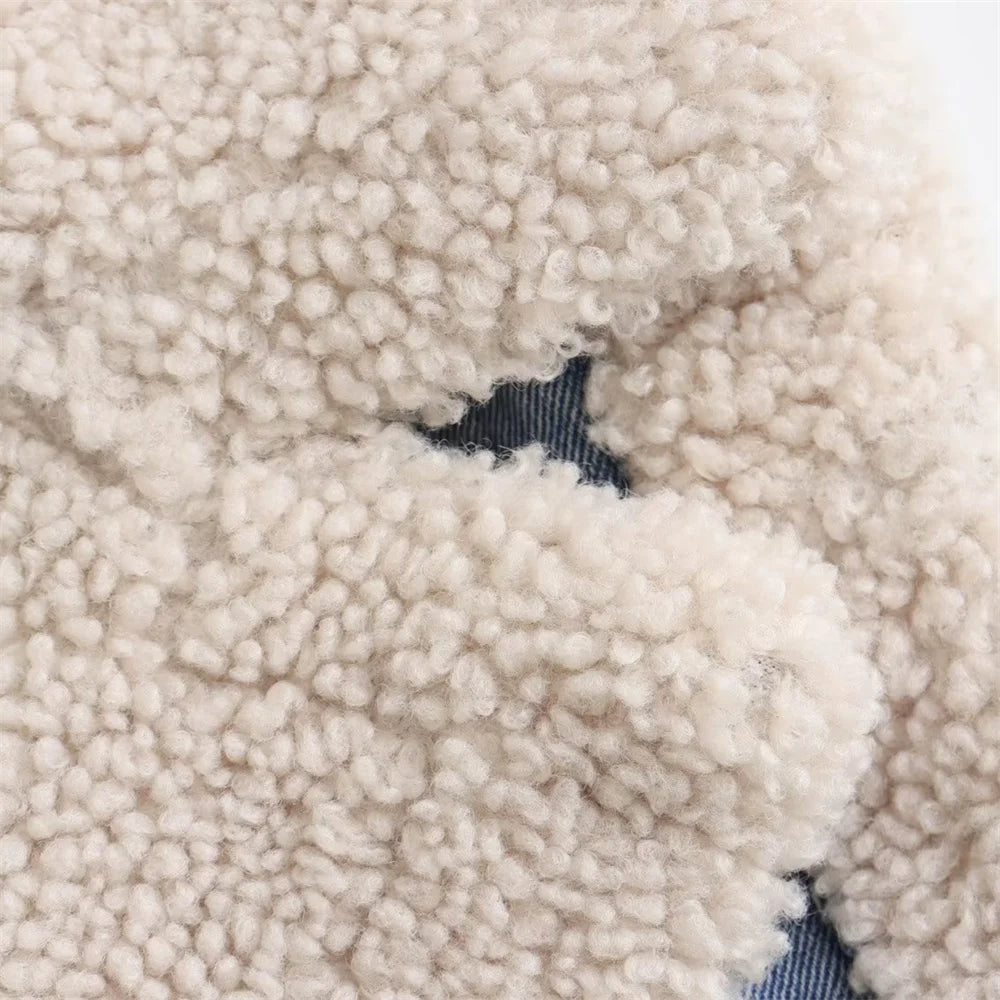 Damska kamizelka jeansowa z futrzanym ociepleniem