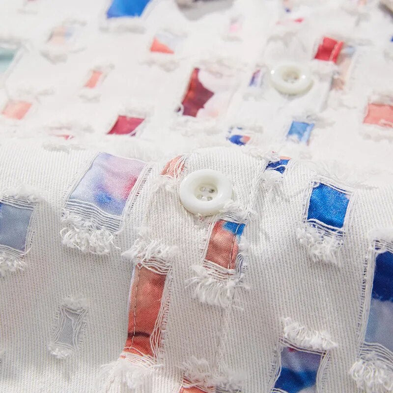 Męska Koszula z Długim Rękawem i Abstrakcyjnym Wzorem Mozaiki