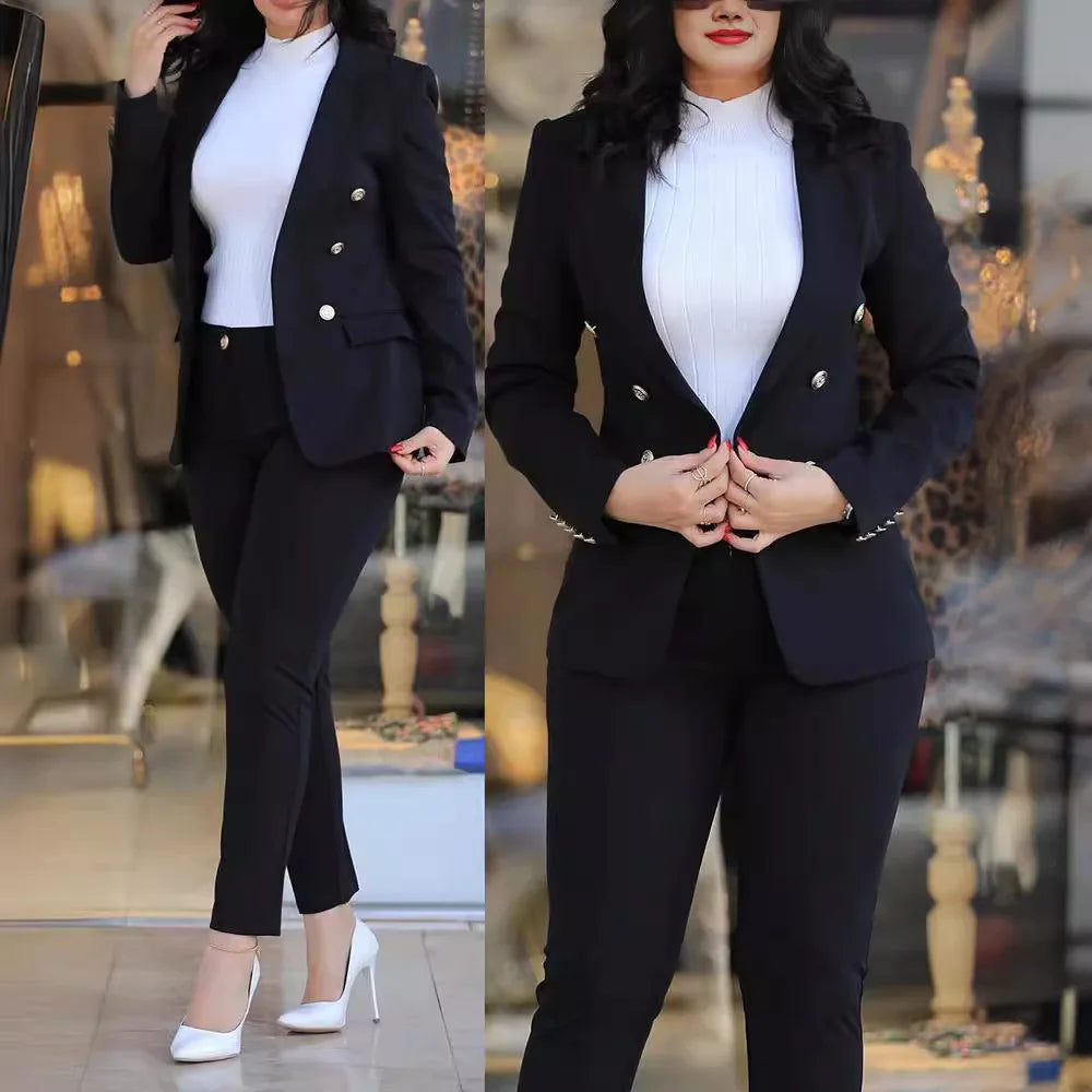 Elegancki damski garnitur dwuczęściowy z dopasowanymi spodniami