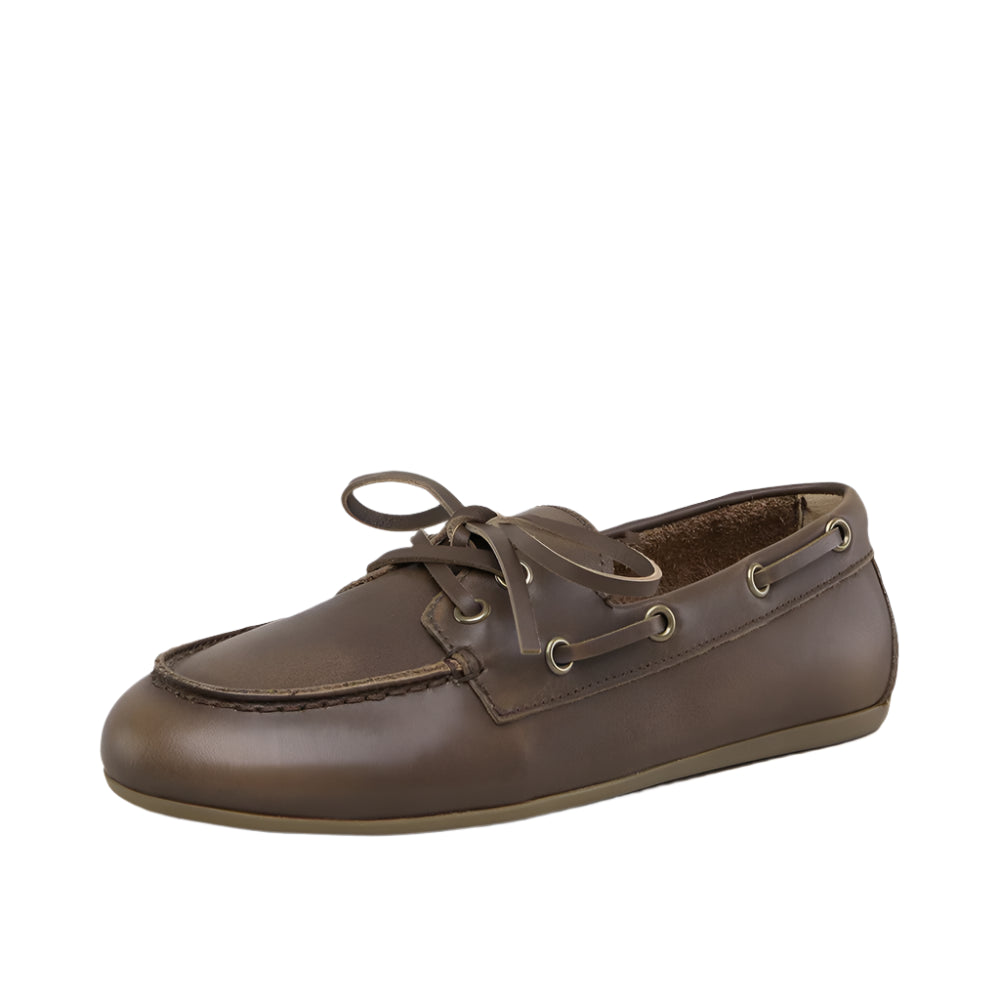 Damskie mokasyny skórzane z wiązaniem i niską podeszwą