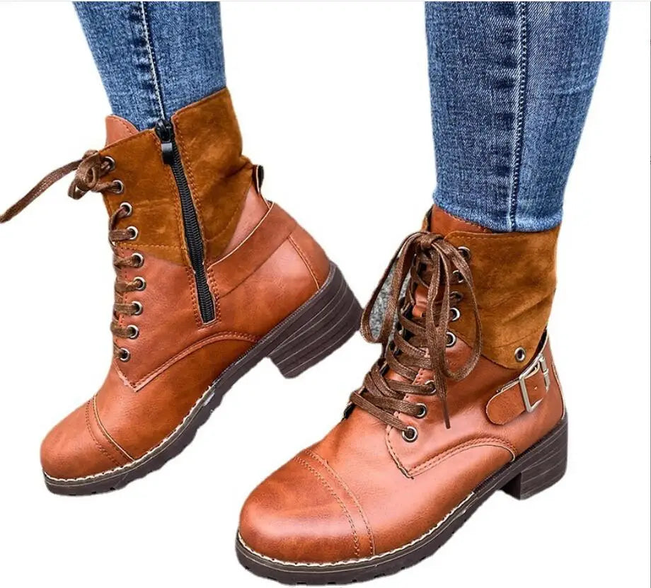 Damskie botki sznurowane z klamrą – stylowe i wygodne buty na jesień i zimę