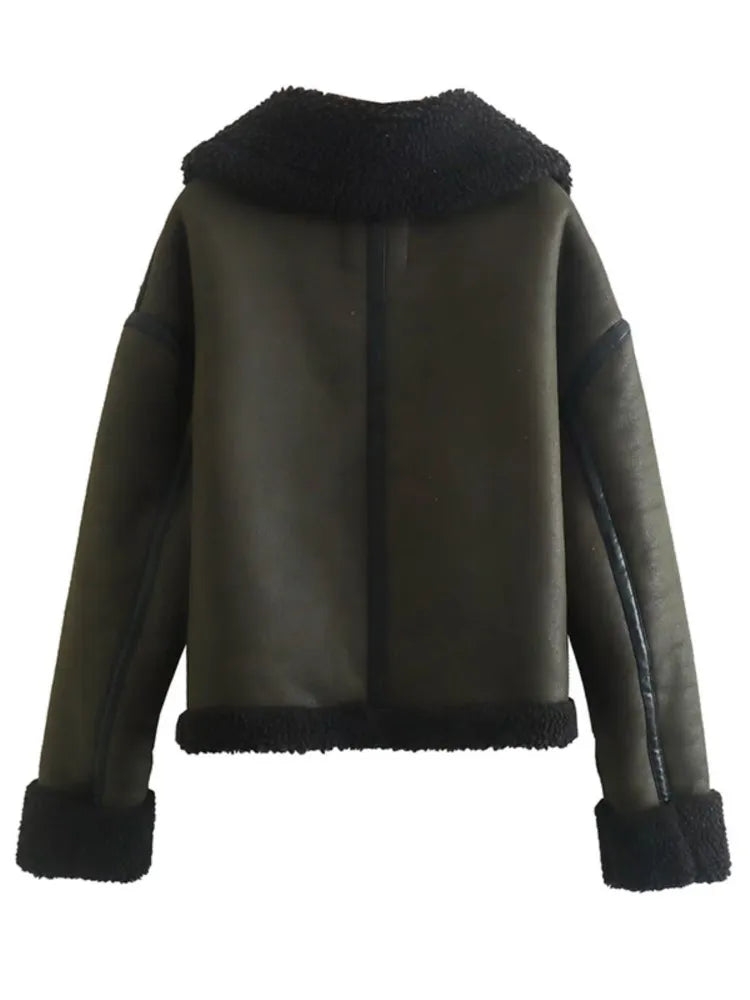 Damska kurtka zimowa aviator z futrzanym kołnierzem