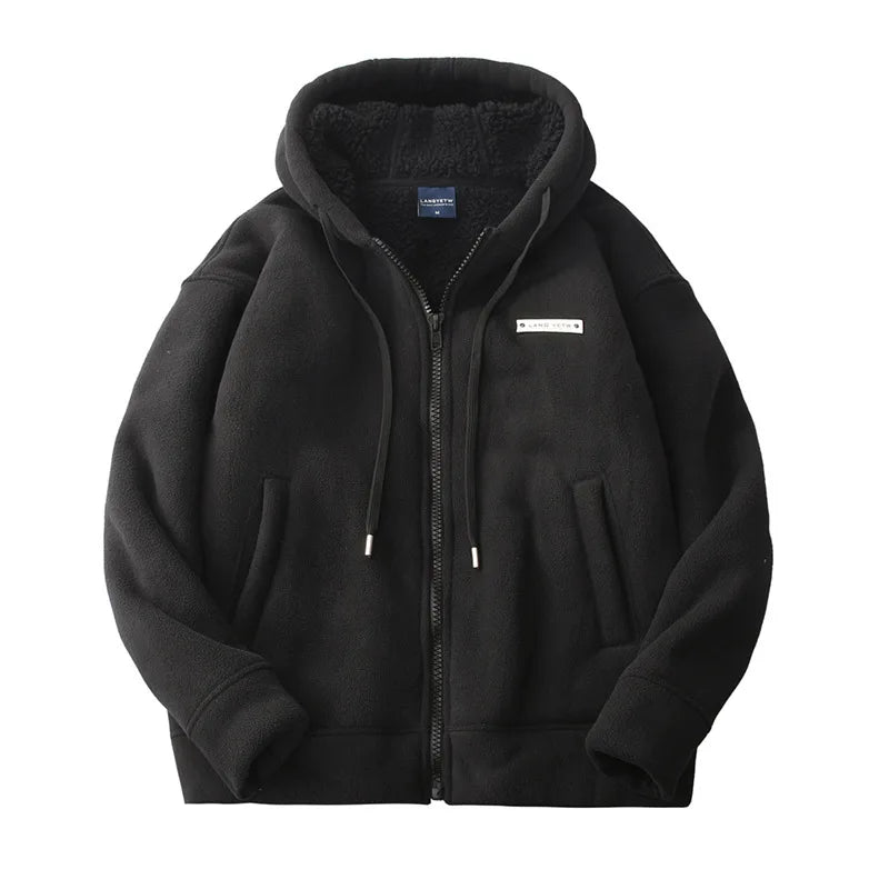 Męska gruba bluza polarowa z kapturem i podszewką – miękka, ciepła i wygodna