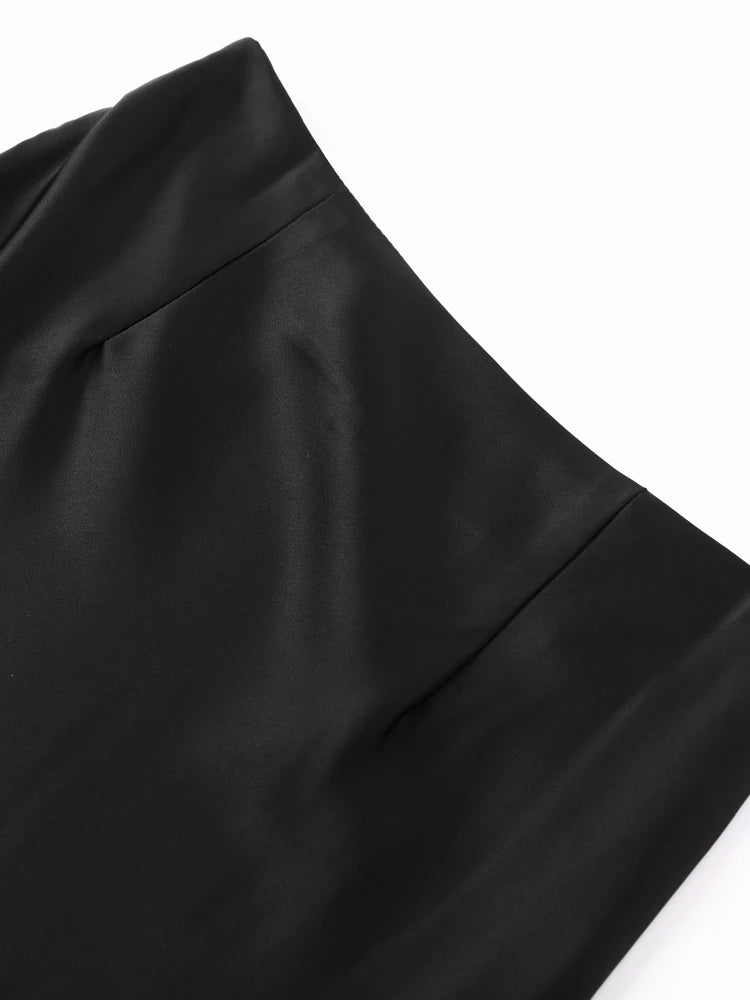 Damska jedwabna spódnica maxi z wysokim stanem