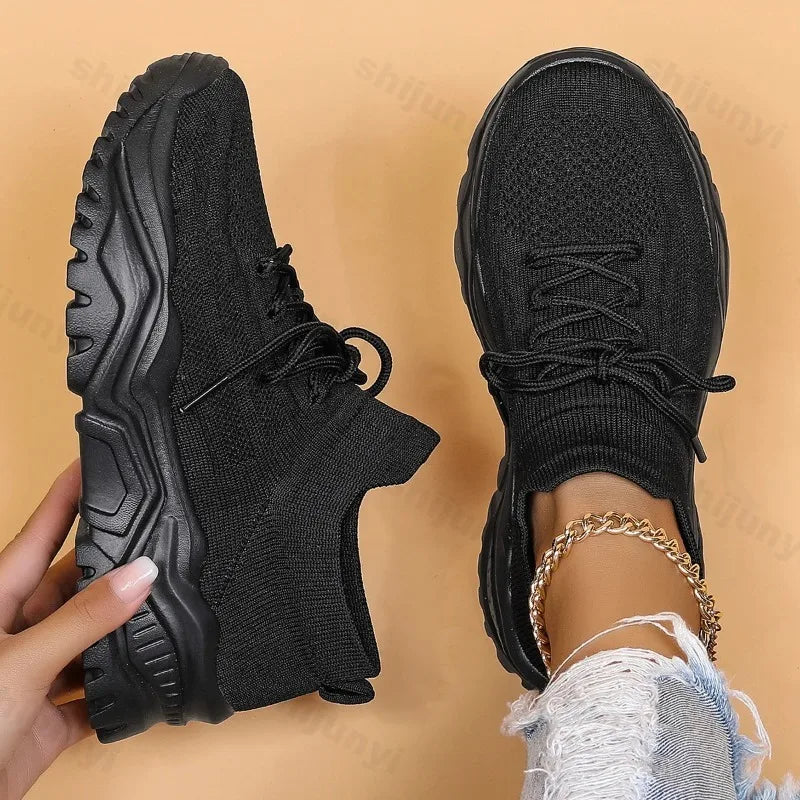 Damskie sneakersy skarpetkowe na grubej podeszwie – sportowe buty wsuwane