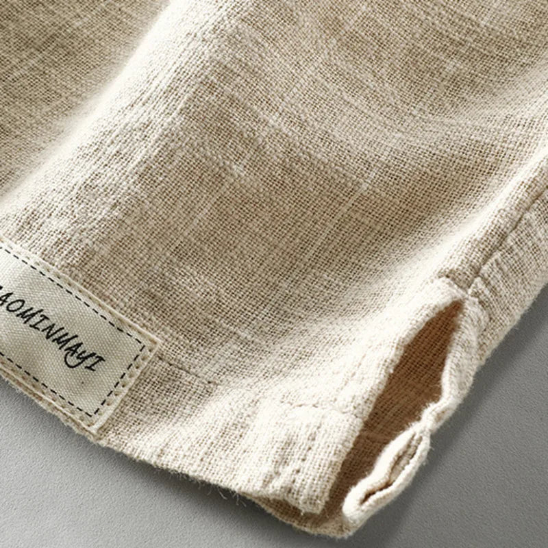 Męskie Lniane Szorty w Paski