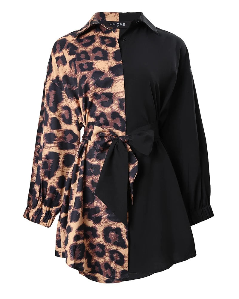 Modna Sukienka Mini z Akcentem Panterki