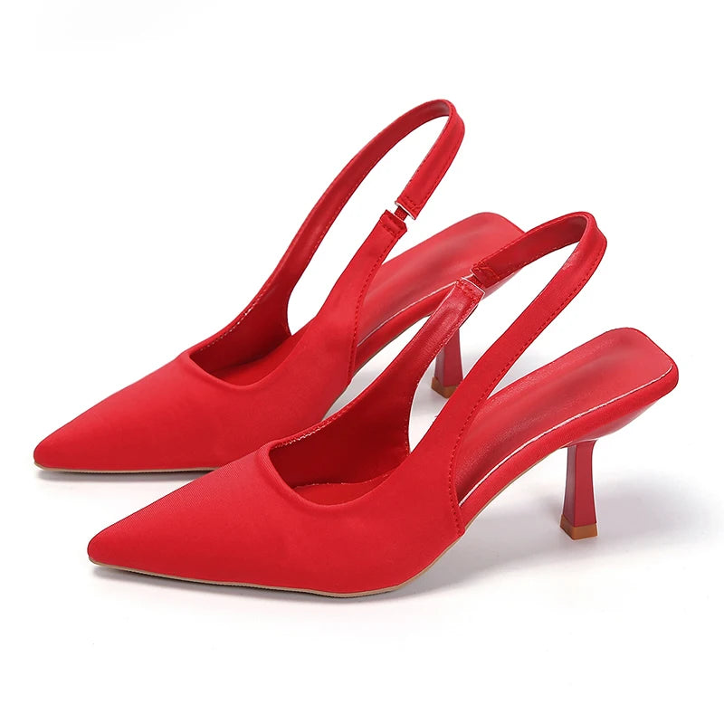 Damskie Czółenka Slingback na Niskim Obcasie z Szpiczastym Noskiem