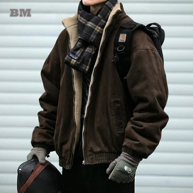 Męska kurtka zimowa z podszewką sherpa – ciepła i solidna na chłodne dni