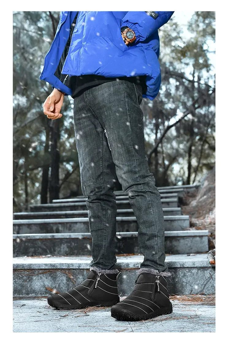 Męskie śniegowce zimowe z futerkiem – ocieplane buty outdoorowe z zamkiem