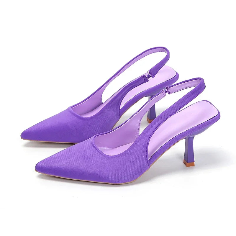 Damskie Czółenka Slingback na Niskim Obcasie z Szpiczastym Noskiem