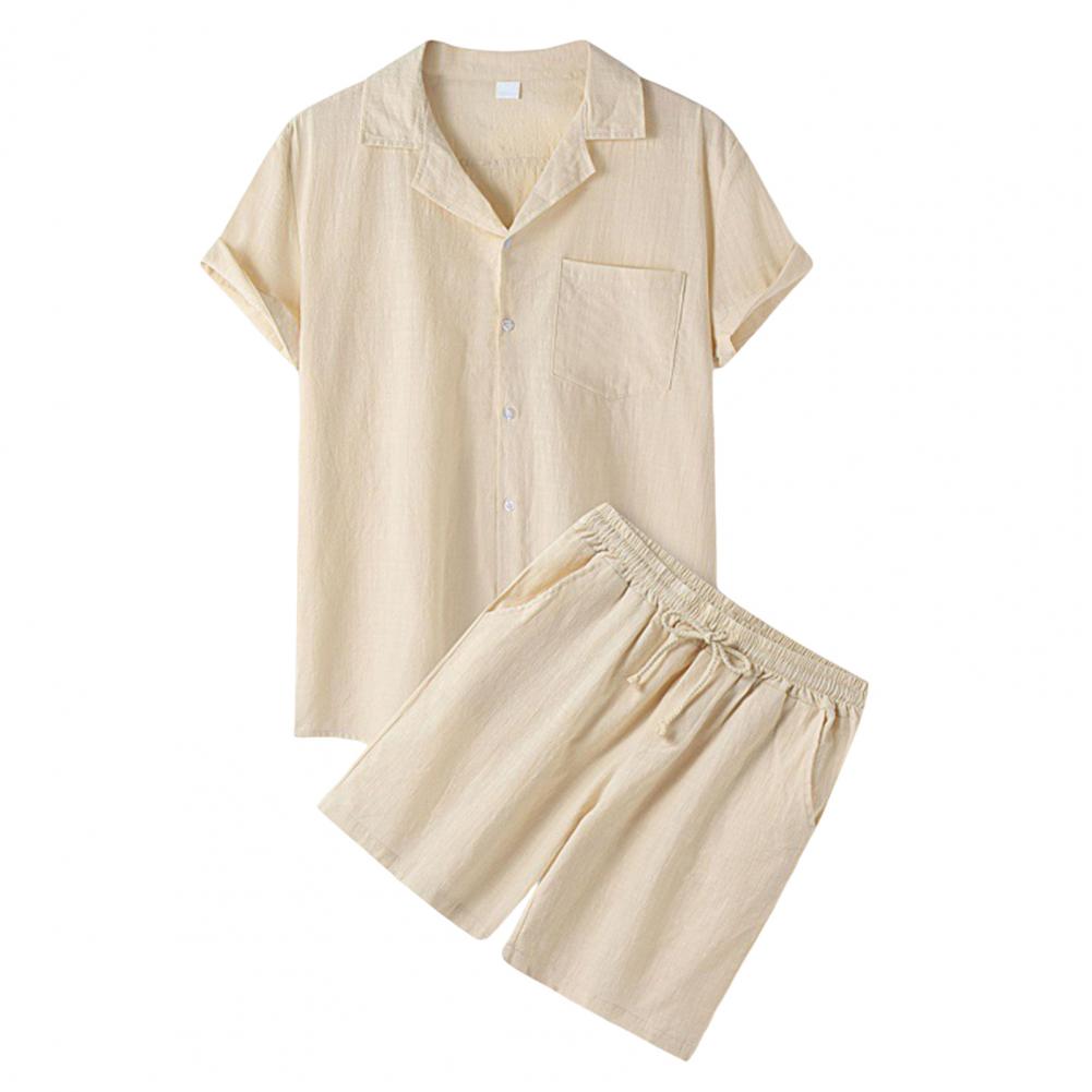 Męski komplet letni – koszula z krótkim rękawem i szorty