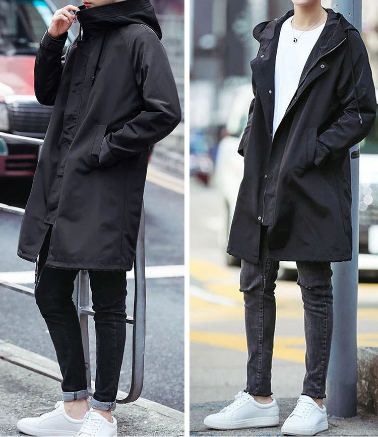 Męska kurtka przeciwdeszczowa z kapturem, wodoodporna i wiatroszczelna