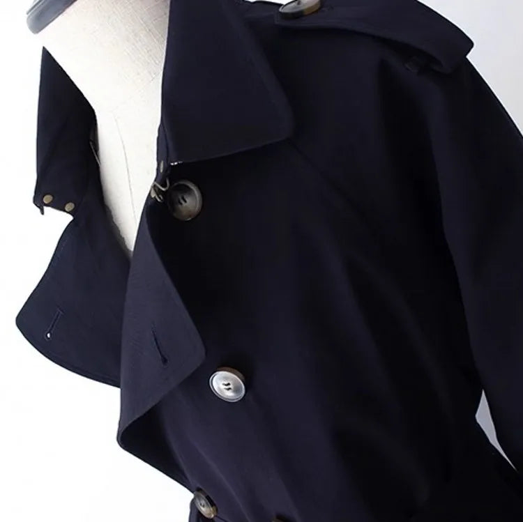 Męski trencz klasyczny, wodoodporny i wiatroszczelny, elegancki płaszcz z paskiem