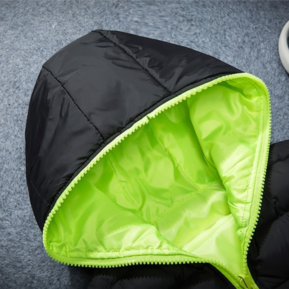 Męski dwukolorowy bezrękawnik pikowany z kapturem