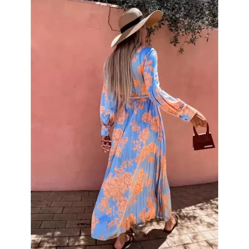 Zwiewna Sukienka Maxi z Kwiatowym Wzorem