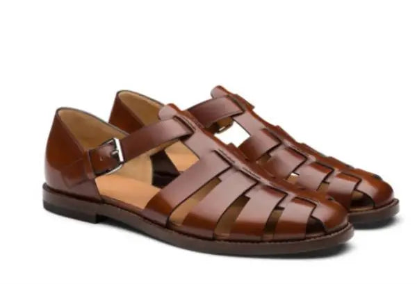 Męskie skórzane sandały z zapięciem na klamrę