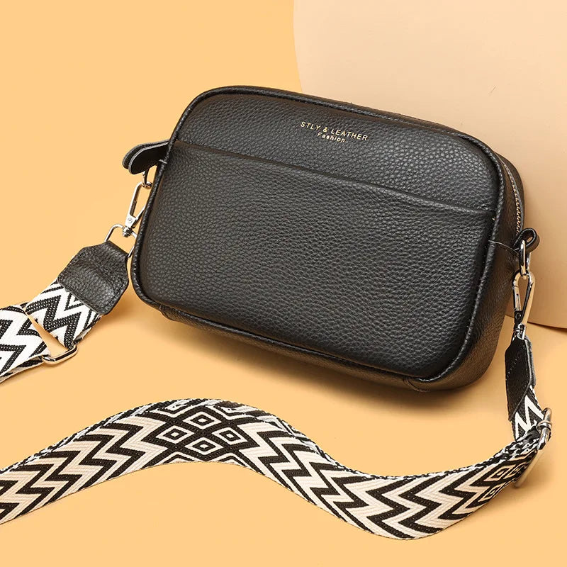 Skórzana torebka damska na ramię z szerokim paskiem – elegancka i praktyczna torba crossbody