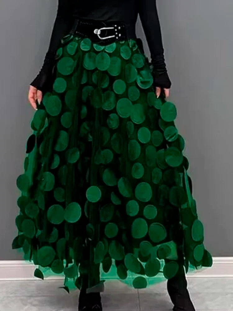 Damska tiulowa spódnica z ozdobnymi aplikacjami Goth