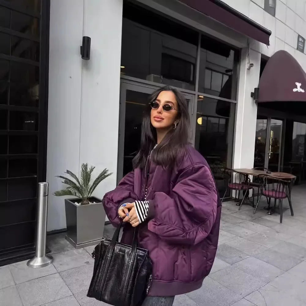 Damska oversize pikowana kurtka bomberka