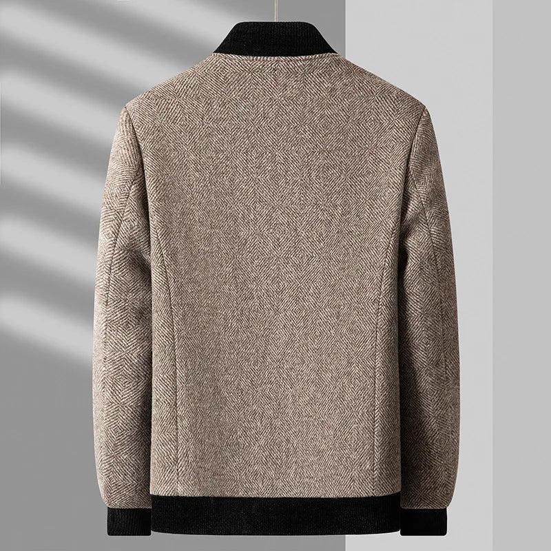 Męska elegancka kurtka z tkaniny z kołnierzem