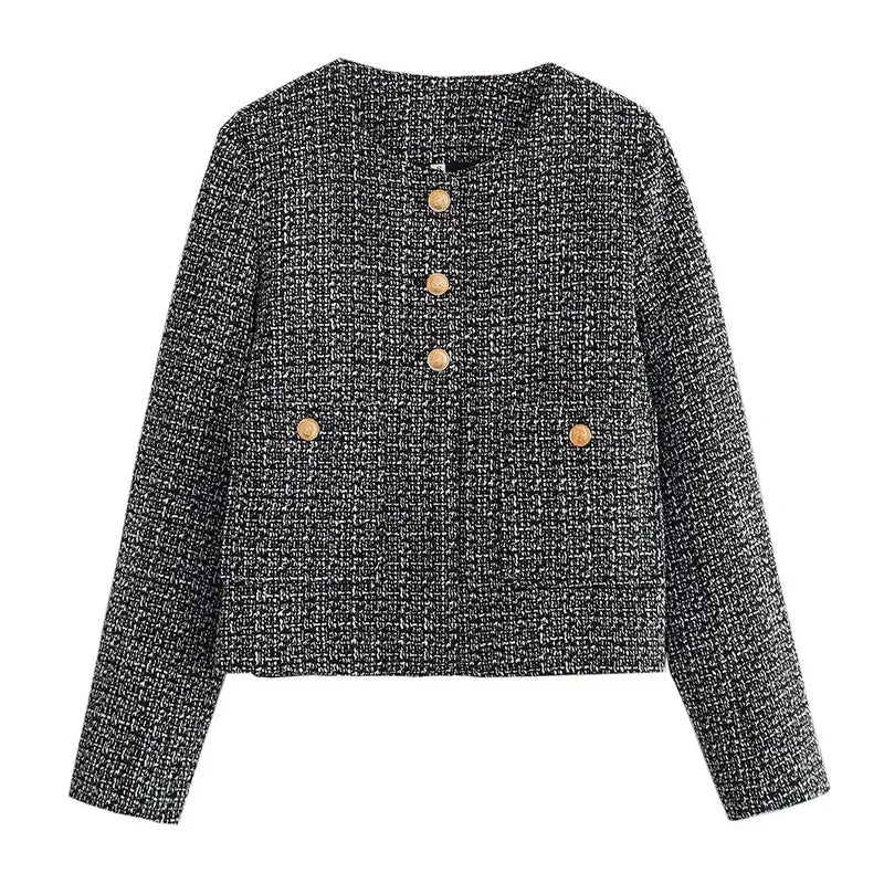 Damska tweedowa marynarka w stylu eleganckim