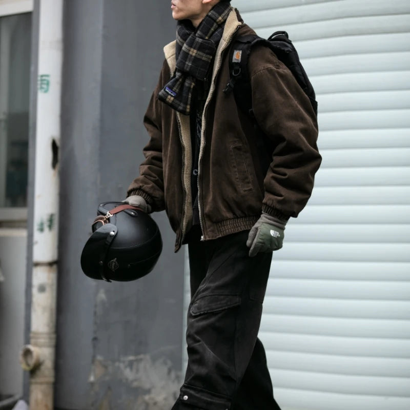 Męska kurtka zimowa z podszewką sherpa – ciepła i solidna na chłodne dni