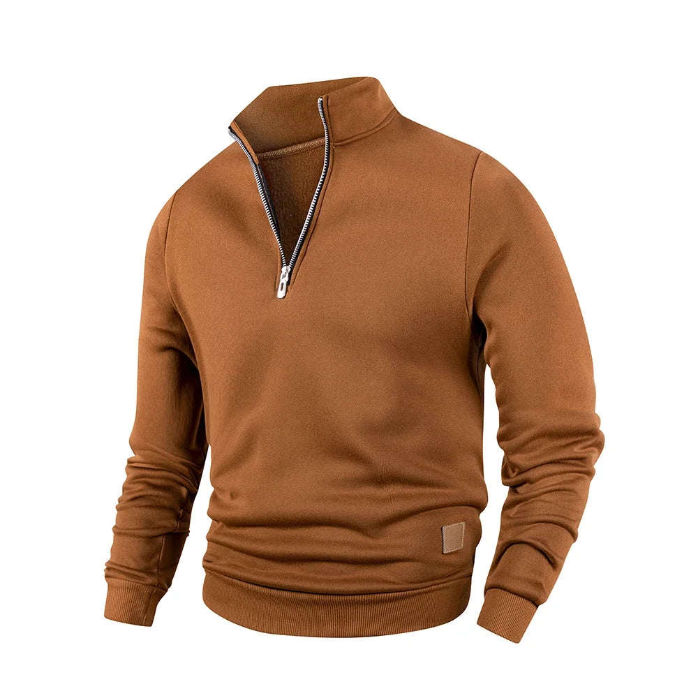 Męska bluza z zamkiem pod szyją i stójką – klasyczny krój