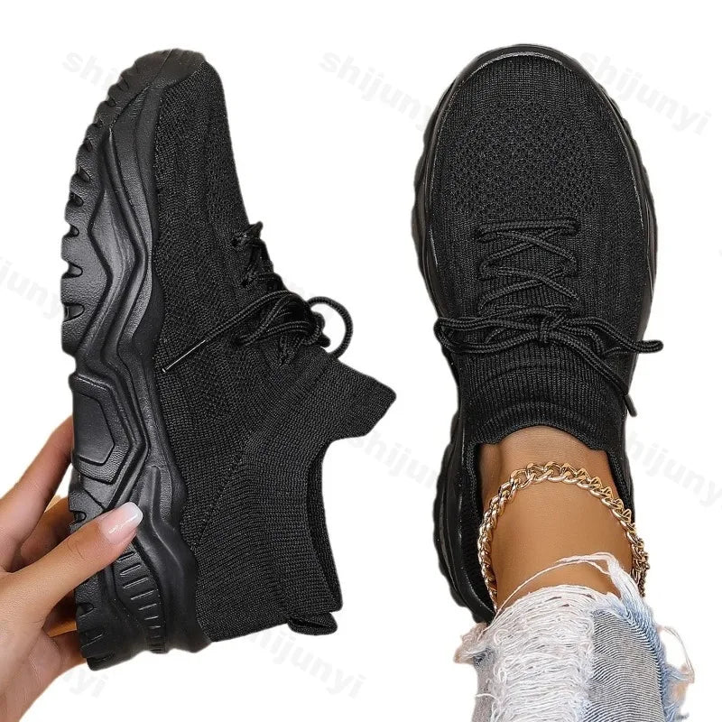 Damskie sneakersy skarpetkowe na grubej podeszwie – sportowe buty wsuwane