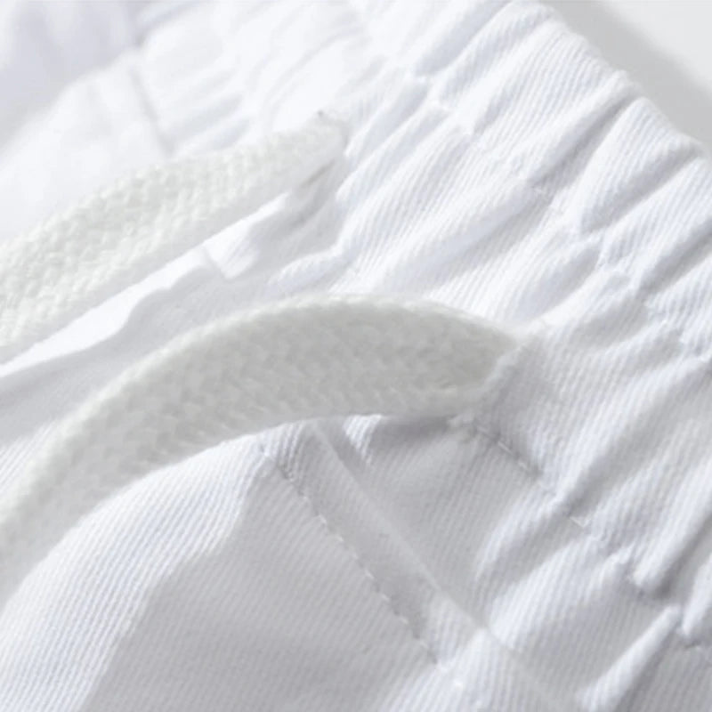 Męskie Bawełniane Szorty z Elastycznym Pasem i Praktycznymi Kieszeniami