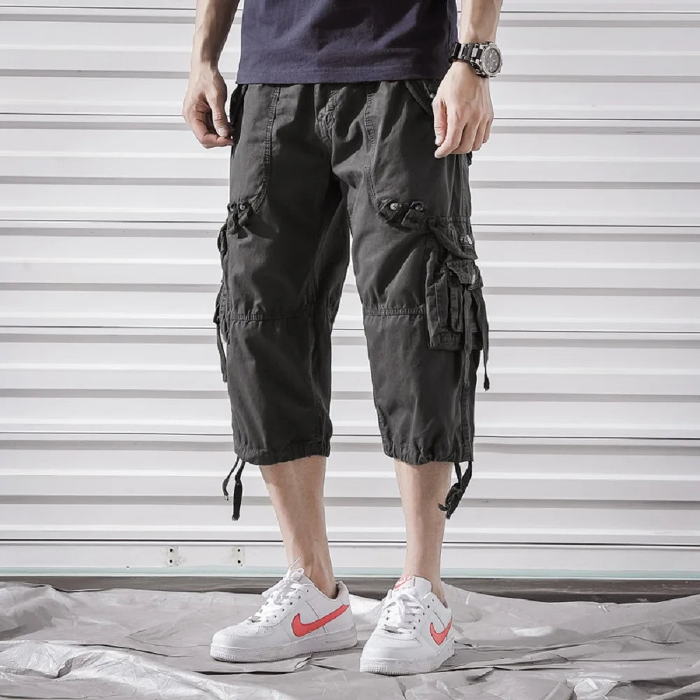 Męskie Szorty Cargo z Wieloma Kieszeniami – Krótkie Spodenki Bawełniane Outdoor i Casual
