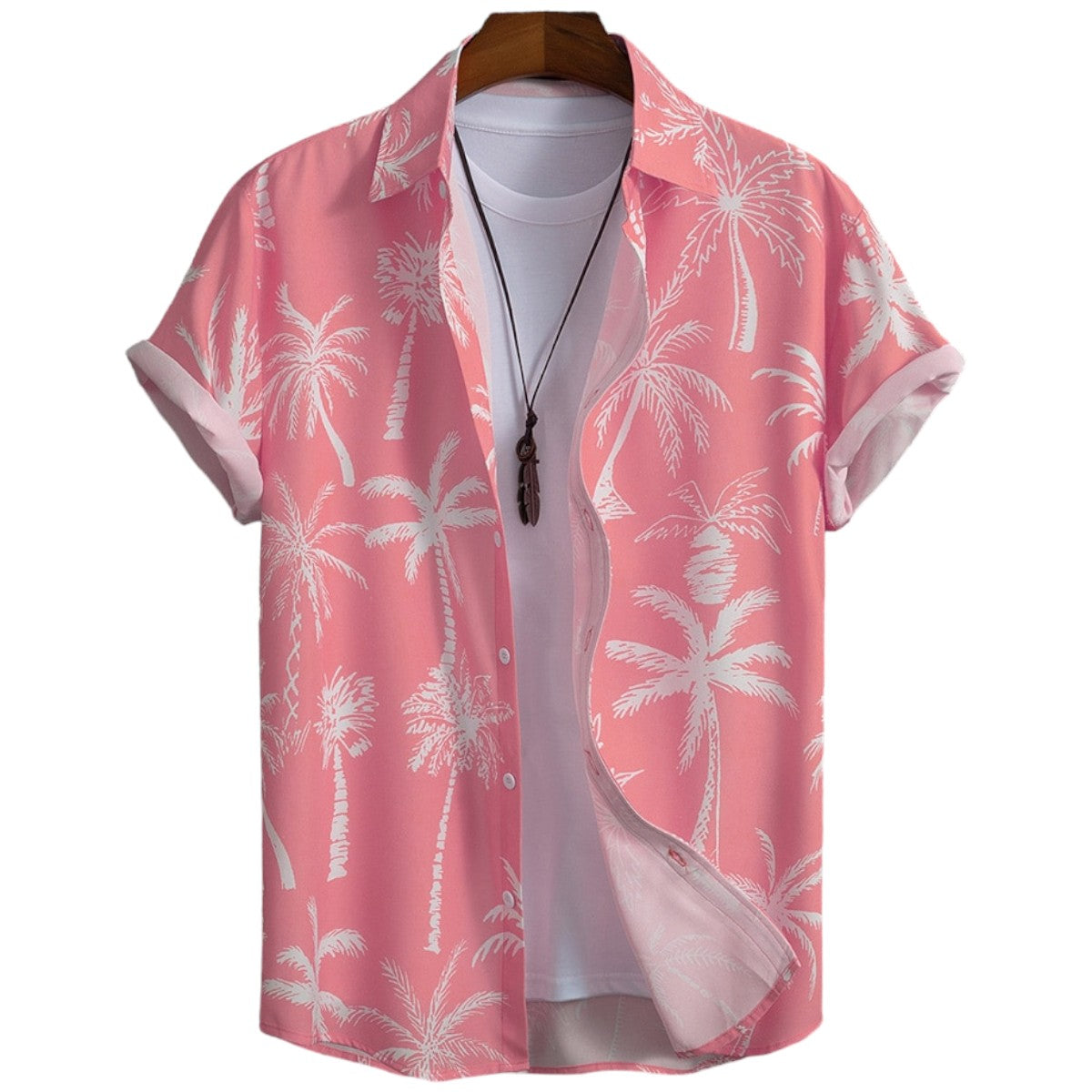 Męska Koszula Hawajska z Krótkim Rękawem i Tropikalnym Wzorem Palm