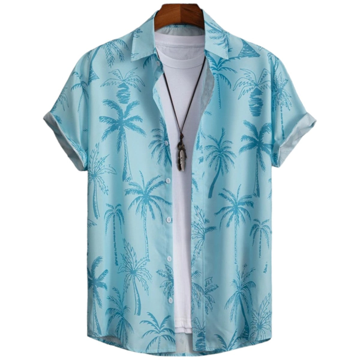 Męska Koszula Hawajska z Krótkim Rękawem i Tropikalnym Wzorem Palm