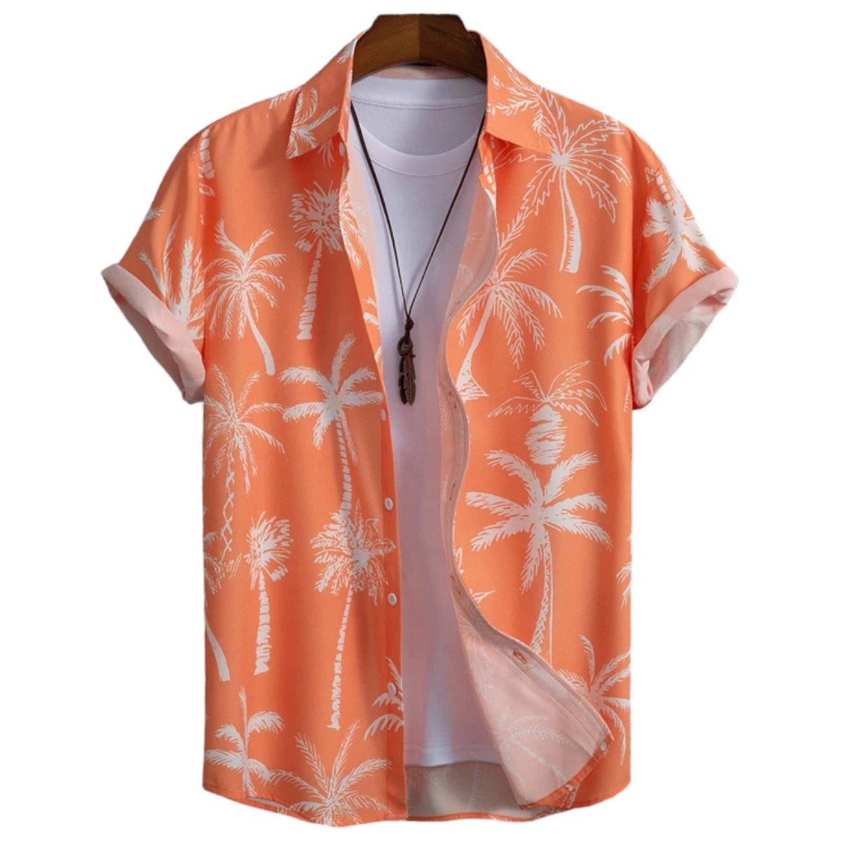 Męska Koszula Hawajska z Krótkim Rękawem i Tropikalnym Wzorem Palm