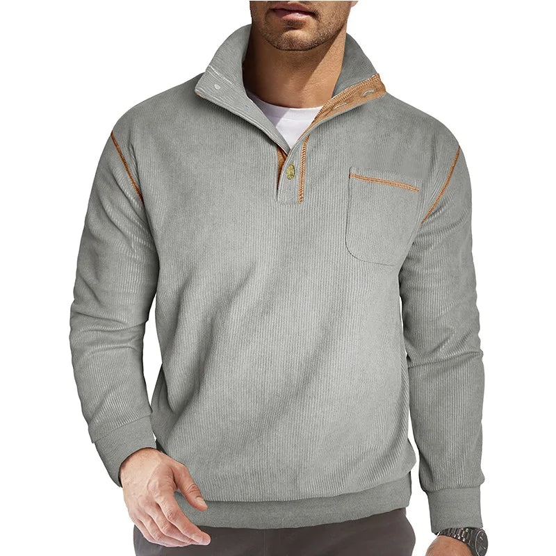 Męski Sweter ze Stójką i Zapięciem
