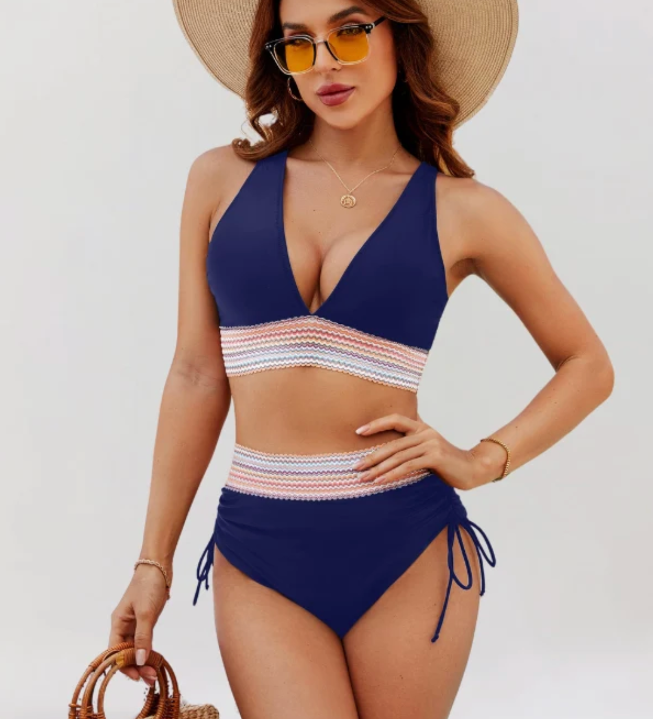 Damskie Bikini z Wysokim Stanem i Topem Push-Up