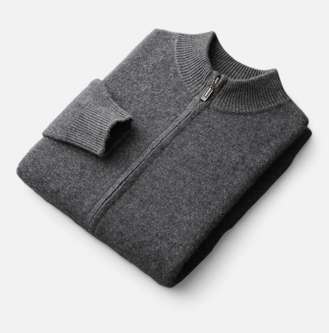 Męski Kardigan z Wełny Merino na Zamek – Sweter ze Stójką