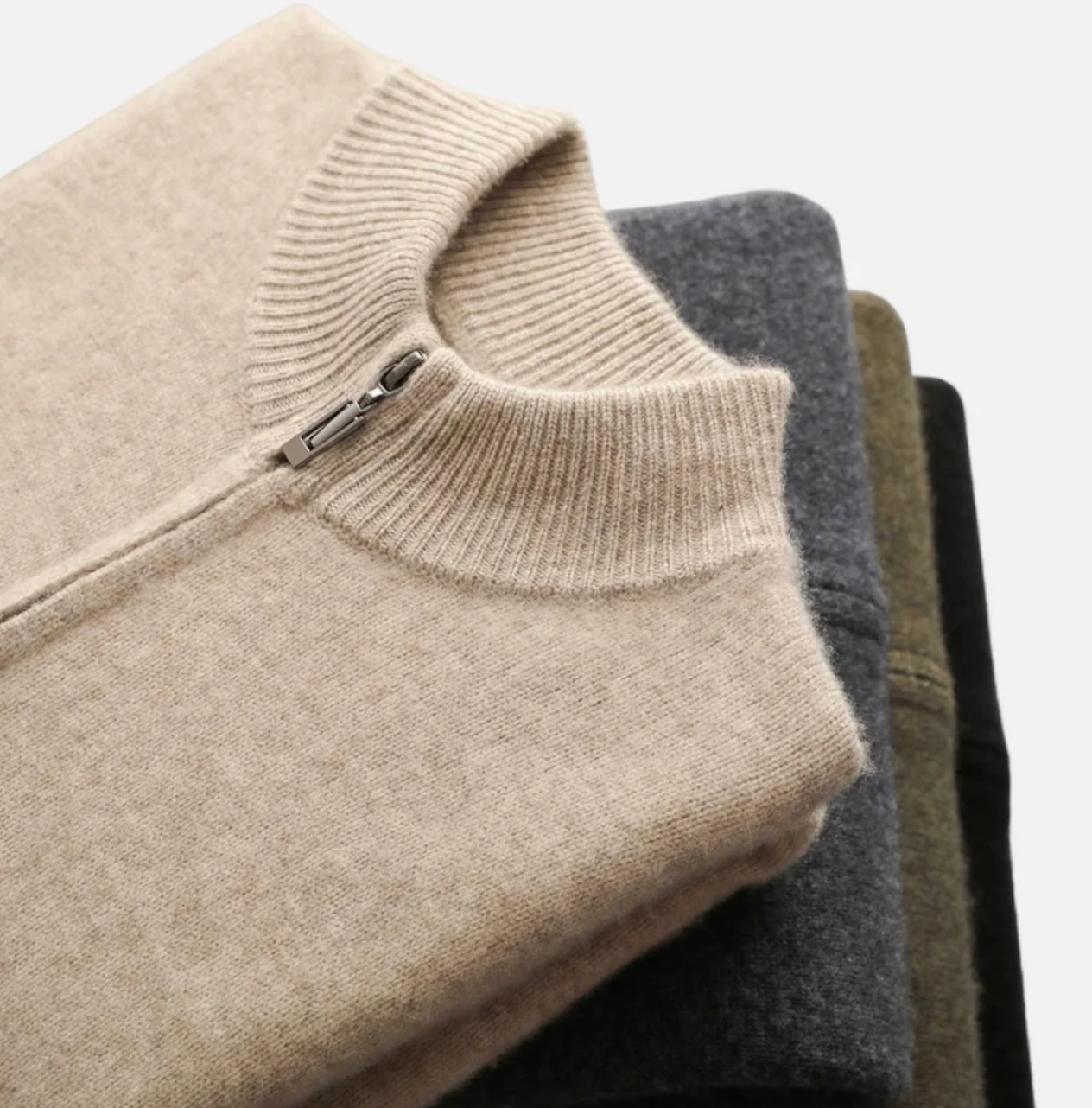 Męski Kardigan z Wełny Merino na Zamek – Sweter ze Stójką
