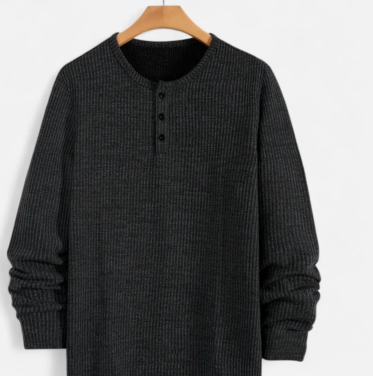 Męski sweter dzianinowy Henley z guzikami i długim rękawem
