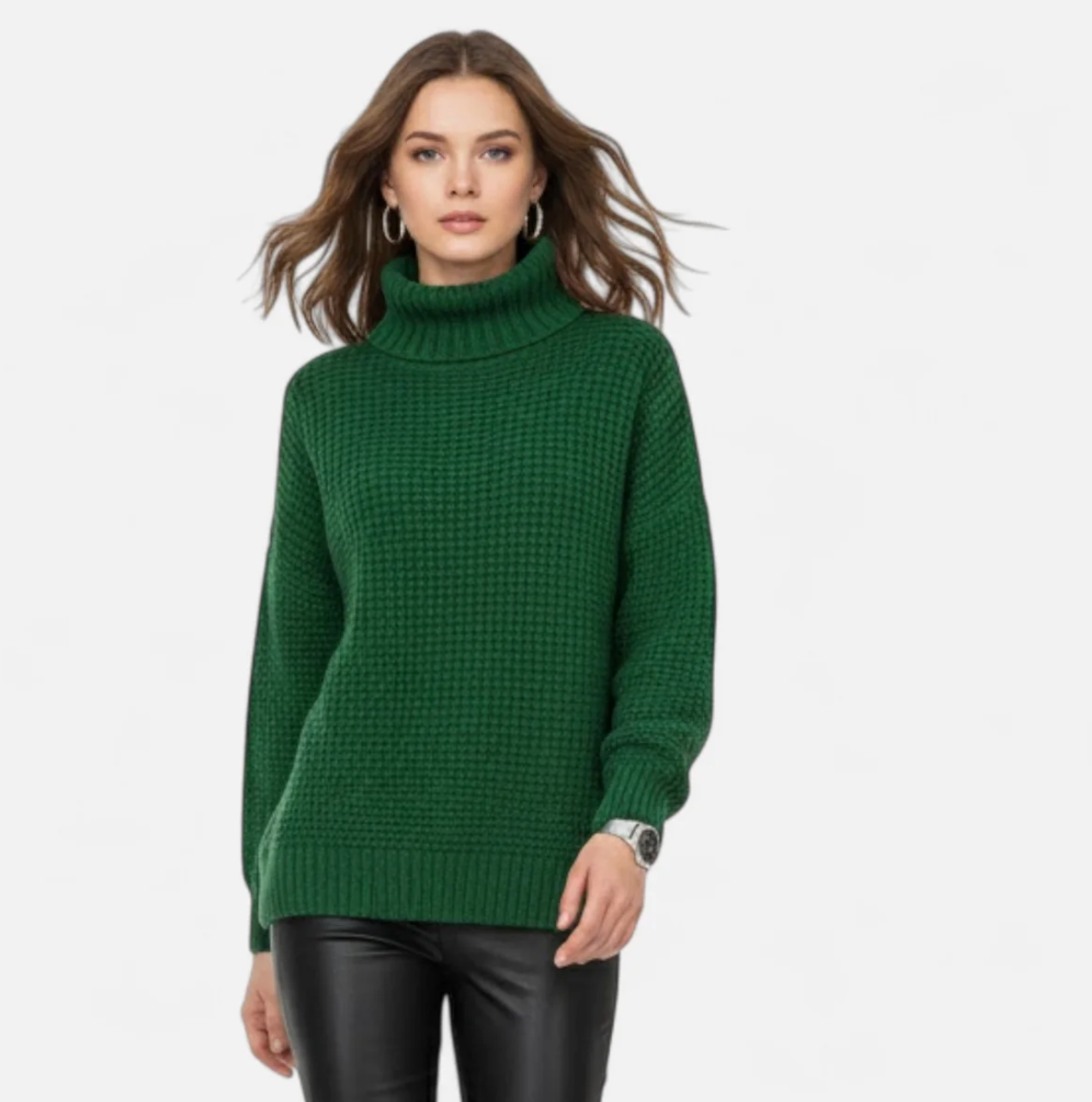 Damski sweter z golfem oversize
