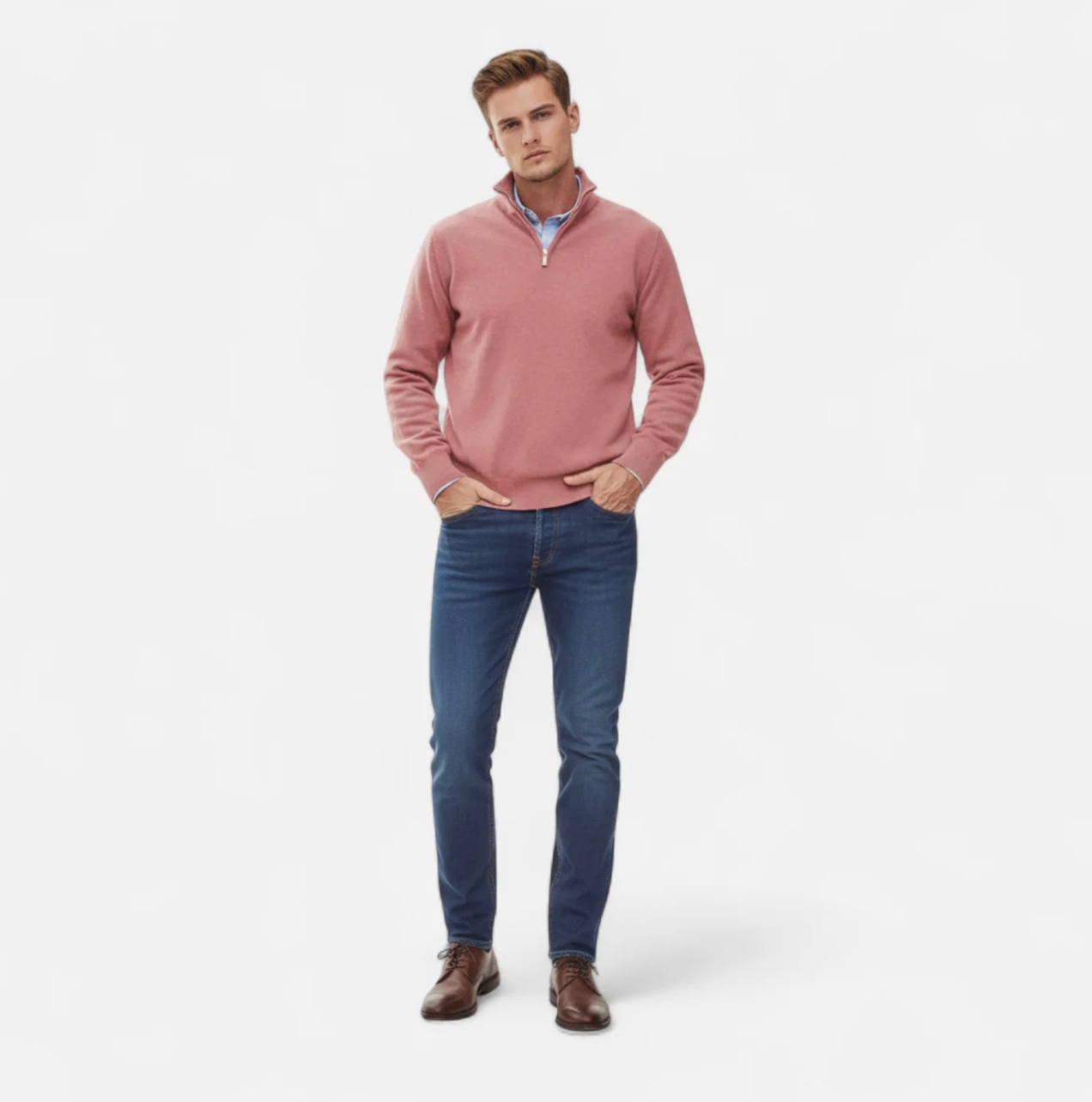 Męski sweter ze stójką i zamkiem